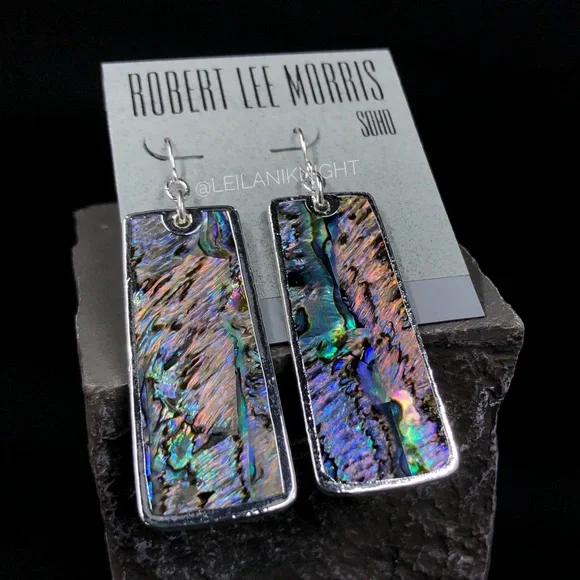 Robert Lee Morris SOHO Genuine Abalone Long Dangle Earrings - Picture 4 of 9